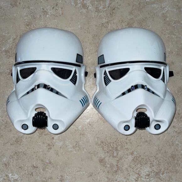 SET OF 2 CHILD STAR WARS STORMTROOPER 1/2 MASK COSTUME NEW WITH FLAWS - Picture 1 of 11